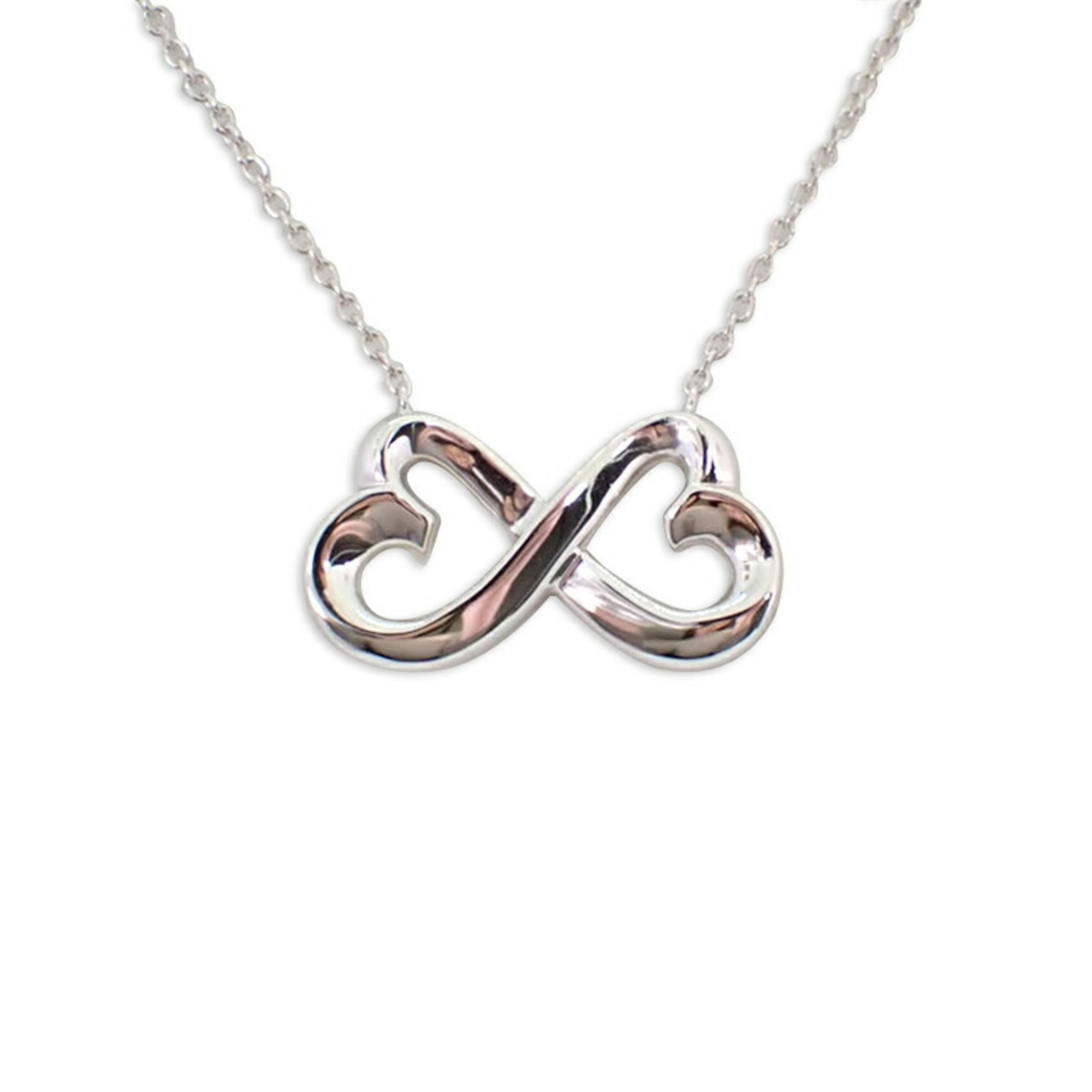 Tiffany 925 Double Loving Heart Pendant Necklace